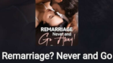Remarriage? Never and Go Away! novel cover shows a shirtless man and a topless lady hugging