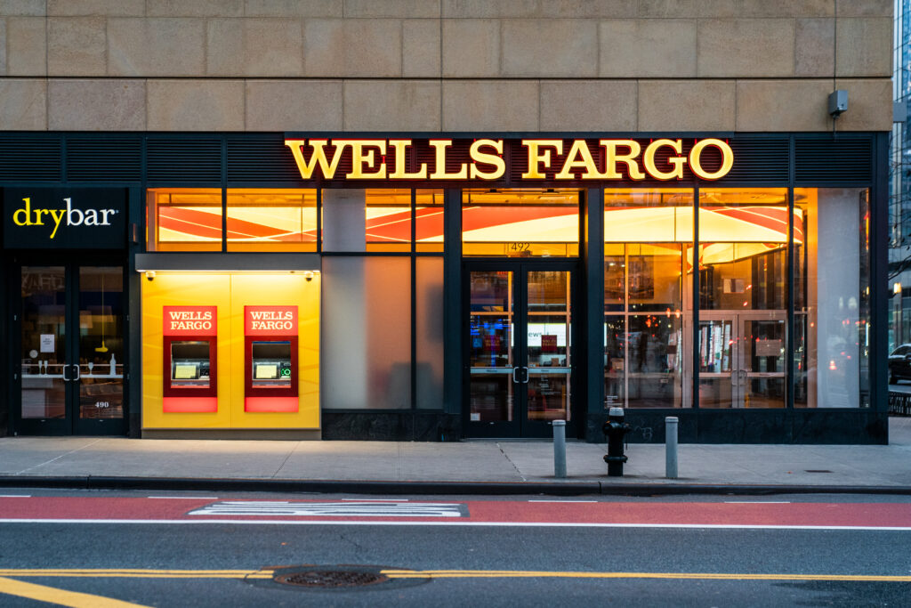 Wells Fargo Bank branch is seen in New York City, US.